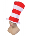 Bristol Novelty verkleed hoed rood-wit gestreept volwassenen dr.seuss
