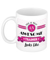 Cadeau koffiemok voor een geweldige trainer roze keramiek 300 ml