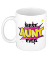 Cadeau koffiemok voor tante best aunt ever roze 300 ml mok met tekst verjaardag