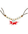Carnaval-verkleed accessoires Indianen sieraden kralen-veertjes ketting kunststof