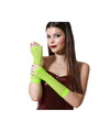 Carnaval verkleed handschoenen visnet stof neon groen vingerloos dames elastiek