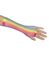 Carnaval verkleed handschoenen visnet stof regenboog vingerloos dames elastiek