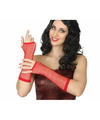 Carnaval verkleed handschoenen visnet stof rood vingerloos dames elastiek