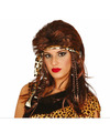 Carnaval verkleed pruik holbewoner-prehistorie bruin dames oertijd accessoires