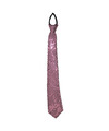 Carnaval verkleed stropdas met glitter pailletten lichtroze polyester heren-dames