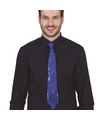 Carnaval verkleed stropdas met pailletten donkerblauw polyester volwassenen-unisex