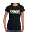 Chick gay pride t-shirt zwart voor dames