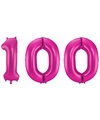 Cijfer 100 ballon roze 86 cm
