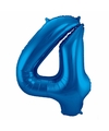 Cijfer 4 ballon blauw 86 cm