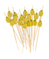 Cocktail-tapas prikkers ananas 20x stuks bamboo 12 cm