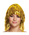 Dames tinsel-folie carnaval pruik goud kleur disco-eighties