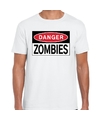 Danger Zombies t-shirt wit voor heren