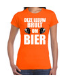 Deze leeuw brult om bier t-shirt oranje voor dames Koningsdag-EK-WK shirts