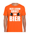 Deze leeuw brult om bier t-shirt oranje voor heren Koningsdag-EK-WK shirts