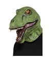 Dinosaur latex mask green full overhead