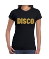 Disco gouden glitter tekst t-shirt zwart dames