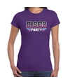 Disco party feest t-shirt paars voor dames