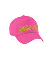 DISCO verkleed pet-cap voor volwassenen goud glitter unisex roze