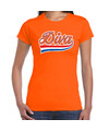 Diva sierlijke wimpel t-shirt oranje voor dames EK-WK Koningsdag shirts