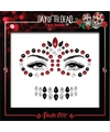 Face Jewels Day of the Dead rood-zwart make-up steentjes Halloween-Sugar Skull