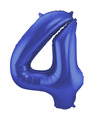 Folie ballon van cijfer 4 in het blauw 86 cm