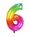 Folie ballon van cijfer 6 in het multi-color 86 cm