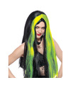 Funny Fashion Heksenpruik lang haar zwart-groen dames Halloween