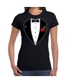 Gangster-maffia pak kostuum t-shirt zwart voor dames