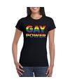 Gay power t-shirt gay pride zwart voor dames