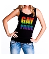Gay pride tanktop-mouwloos shirt zwart voor dames