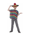 Gekleurde Mexicaanse verkleed poncho en sombrero voor kinderen