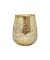 Glazen design windlicht-kaarsenhouder champagne goud 12 x 15 x 12 cm