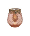 Glazen design windlicht-kaarsenhouder rose goud 16 x 18 x 16 cm