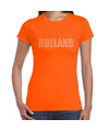 Glitter Holland t-shirt oranje rhinestone steentjes voor dames Nederland supporter EK- WK