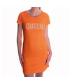 Glitter Queen jurkje oranje rhinestones steentjes voor dames EK-WK-Koningsdag outfit