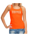 Glitter tanktop oranje Topper rhinestones steentjes voor dames Glitter tanktop- outfit