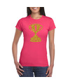 Gouden kampioens beker-nummer 1 t-shirt-kleding roze dames
