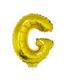 Gouden opblaas letter ballon G op stokje 41 cm