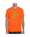 Gouden saxofoon-muziek t-shirt-kleding oranje heren