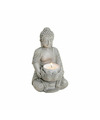 Grijs boeddha beeldje met waxine-theelicht houder 14 cm