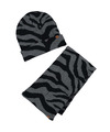 Grijze-zwarte zebraprint meisjes winter accessoires set muts-sjaal