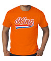 Grote maten King met sierlijke wimpel t-shirt oranje voor heren Koningsdag shirts