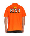 Grote maten King polo shirt oranje voor heren Koningsdag polo shirts