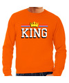 Grote maten King sweater oranje voor heren Koningsdag truien
