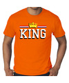 Grote maten King t-shirt oranje voor heren Koningsdag shirts