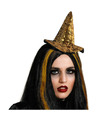 Halloween heksenhoed mini hoedje op diadeem one size goud glitter meisjes-dames