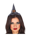 Halloween heksenhoed mini hoedje op diadeem one size zilver meisjes-dames
