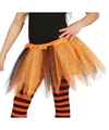 Heksen verkleed petticoat-tutu oranje-zwart glitters voor meisje