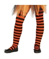 Heksen verkleedaccessoires panty maillot zwart-oranje voor meisj