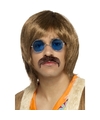 Hippie verkleed pruik, snor en bril setje voor heren